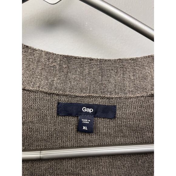 Gap Cardigan‎ Sweater Womens XL Gray Taupe Wool Blend Open Front Casual Flaw - Picture 4 of 6